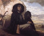 Gustave Courbet Self-Portratit with Black Dog USA oil painting artist